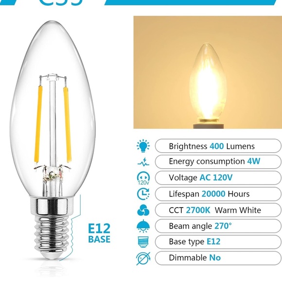 5 pack Ascher 4W E 12 LED Bulbs - Picture 3 of 10